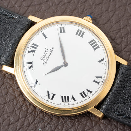 Piaget Automatic Ultra Plat 18K Gold White Roman Dial Ref. 12603 from 1960s