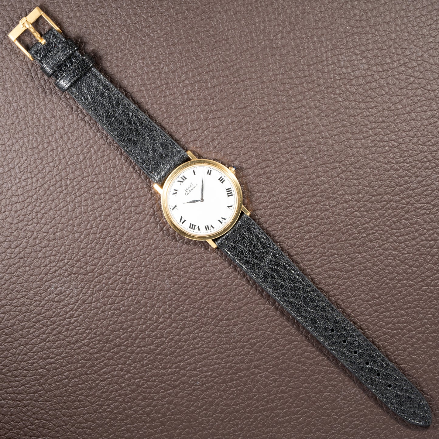 Piaget Automatic Ultra Plat 18K Gold White Roman Dial Ref. 12603 from 1960s