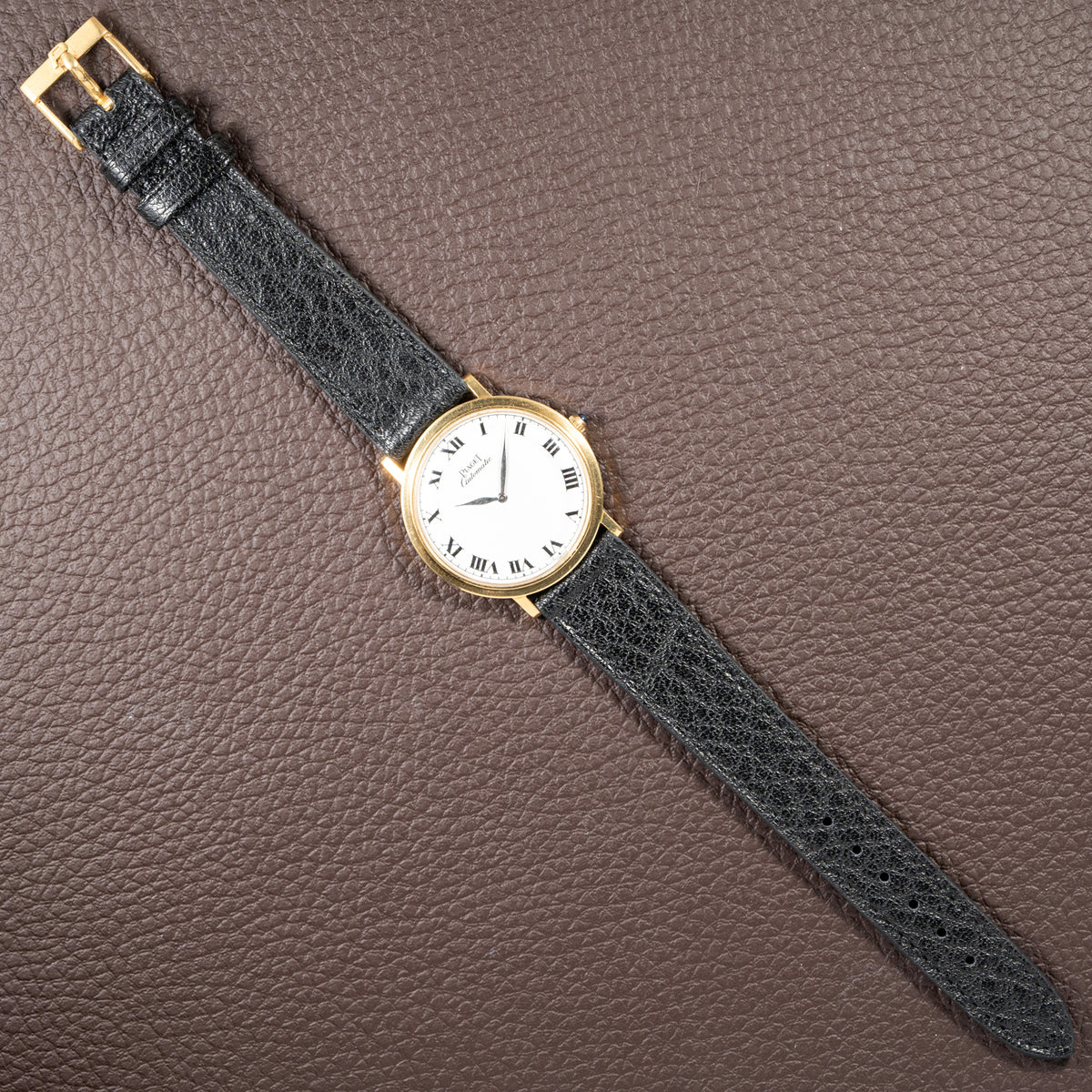 Piaget Automatic Ultra Plat 18K Gold White Roman Dial Ref. 12603 from 1960s