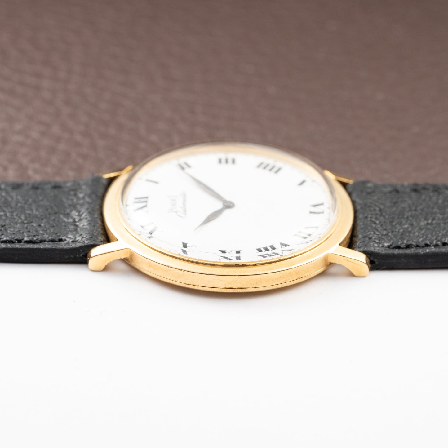 Piaget Automatic Ultra Plat 18K Gold White Roman Dial Ref. 12603 from 1960s