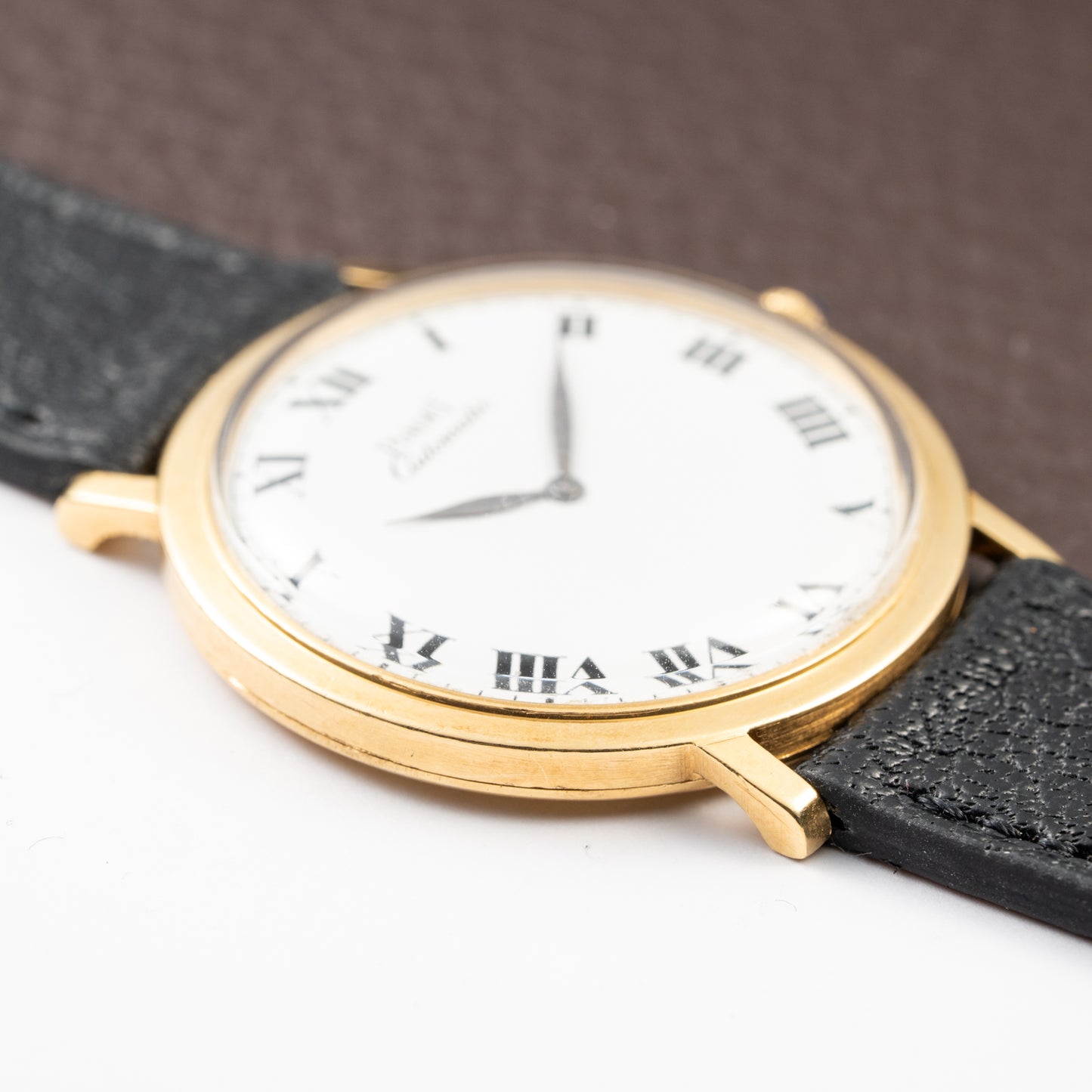 Piaget Automatic Ultra Plat 18K Gold White Roman Dial Ref. 12603 from 1960s