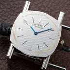 Piaget Automatic Extra Plat Clous de Paris Hobnail 18k White Gold Cal 12P Micro Rotor Ref 12448 from 1970s