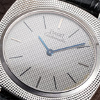 Piaget Automatic Extra Plat Clous de Paris Hobnail 18k White Gold Cal 12P Micro Rotor Ref 12448 from 1970s
