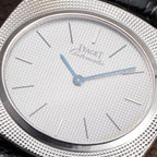 Piaget Automatic Extra Plat Clous de Paris Hobnail 18k White Gold Cal 12P Micro Rotor Ref 12448 from 1970s
