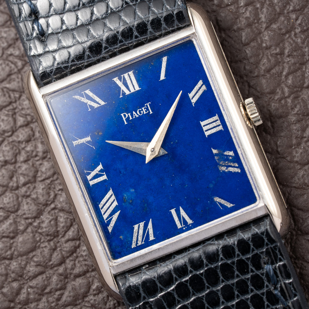 Piaget Tank Lapis Lazuli Stone Dial 18K White Gold Ref 9287 from 1980s