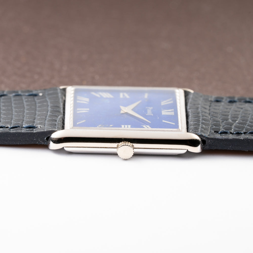 Piaget Tank Lapis Lazuli Stone Dial 18K White Gold Ref 9287 from 1980s