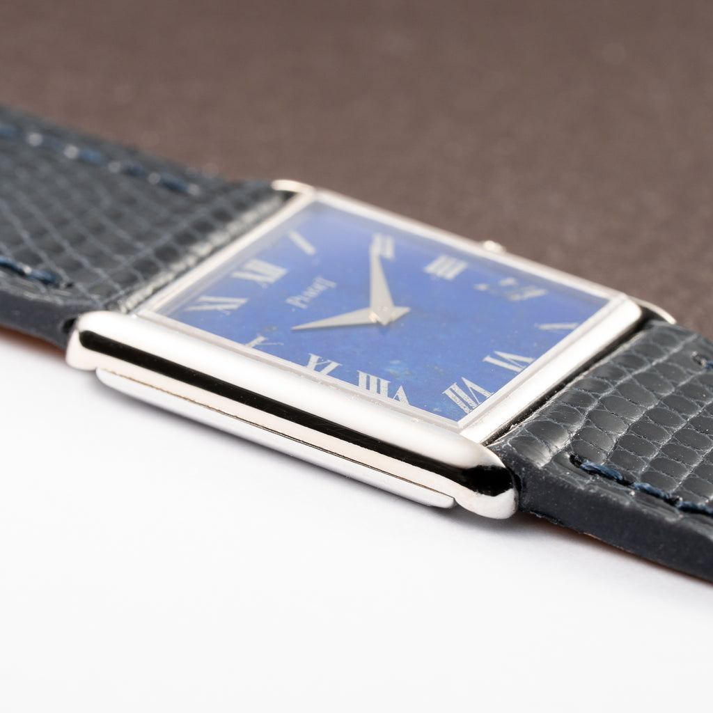 Piaget Tank Lapis Lazuli Stone Dial 18K White Gold Ref 9287 from 1980s
