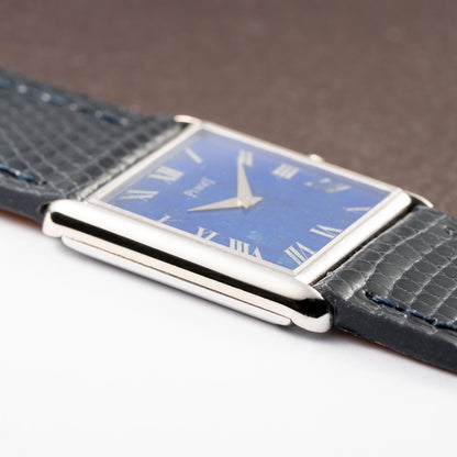 Piaget Tank Lapis Lazuli Stone Dial 18K White Gold Ref 9287 from 1980s