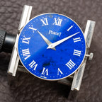 Piaget Altiplano Lapis Lazuli Clous de Paris 18k White Gold Calibre 9P Ultra-thin Ref. 9011 Circa 1970s
