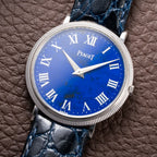 Piaget Altiplano Lapis Lazuli Clous de Paris 18k White Gold Calibre 9P Ultra-thin Ref. 9011 Circa 1970s