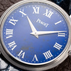 Piaget Altiplano Lapis Lazuli Clous de Paris 18k White Gold Calibre 9P Ultra-thin Ref. 9011 Circa 1970s