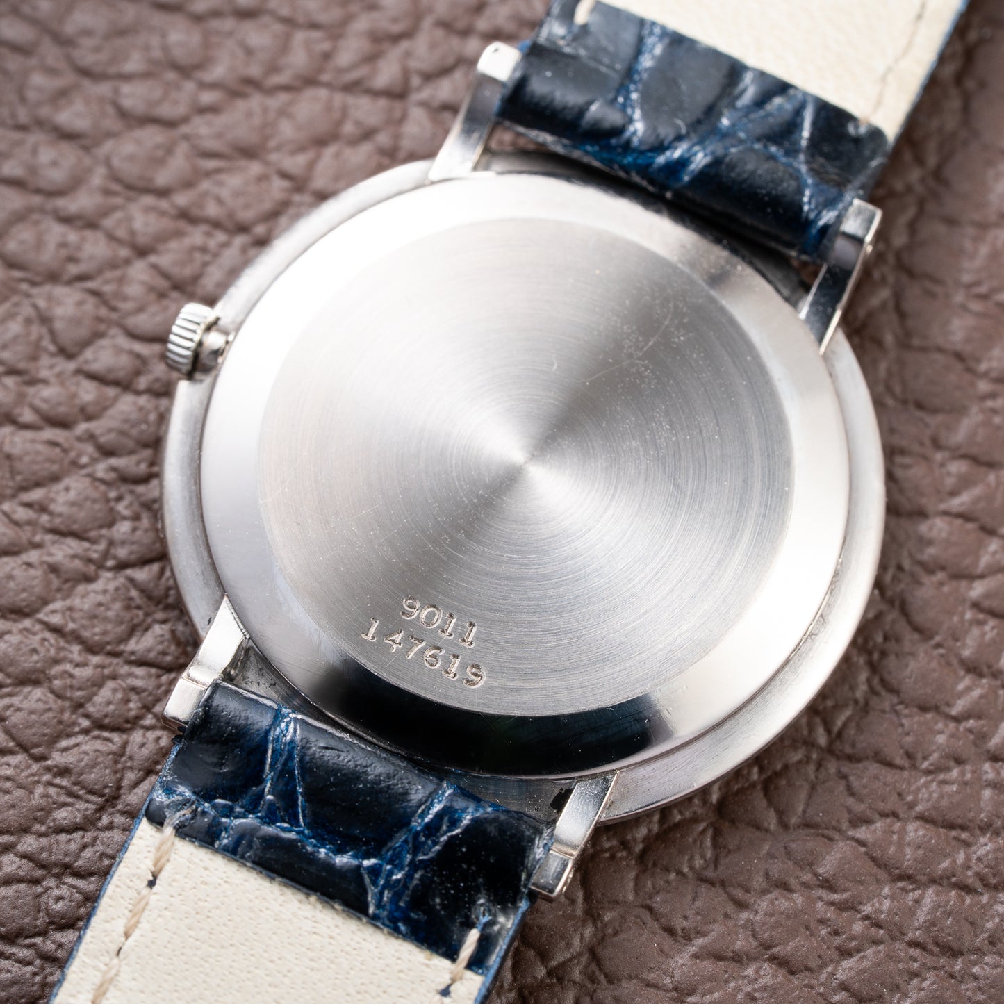 Piaget Altiplano Lapis Lazuli Clous de Paris 18k White Gold Calibre 9P Ultra-thin Ref. 9011 Circa 1970s
