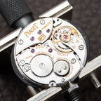 Piaget Oval Ellipse Onyx Black Dial Factory Diamond Bezel 18K White Gold Ref. 9826 from 1970s
