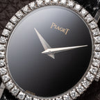 Piaget Oval Ellipse Onyx Black Dial Factory Diamond Bezel 18K White Gold Ref. 9826 from 1970s