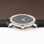 Piaget Oval Ellipse Onyx Black Dial Factory Diamond Bezel 18K White Gold Ref. 9826 from 1970s
