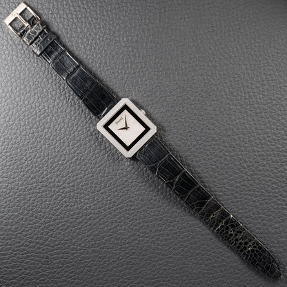 Piaget Protocole Onyx & Mother of Pearl 18k White Gold Ref. 8154 from 1980s