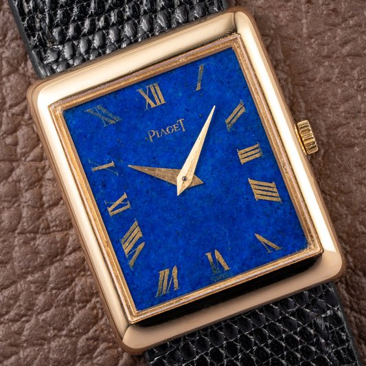 Piaget Tank Lapis Lazuli Ultra Thin 18K Yellow Gold Cal. 9P Ref. 9150 from 1970s