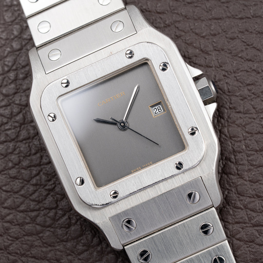 Cartier Santos Carrée “Ghost” Grey Stainless Steel Automatic GM Ref. 2960 from 1980s