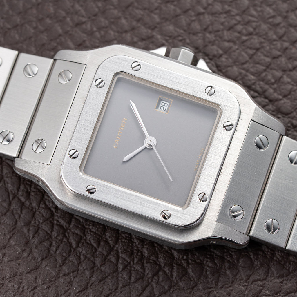 Cartier Santos Carrée “Ghost” Grey Stainless Steel Automatic GM Ref. 2960 from 1980s