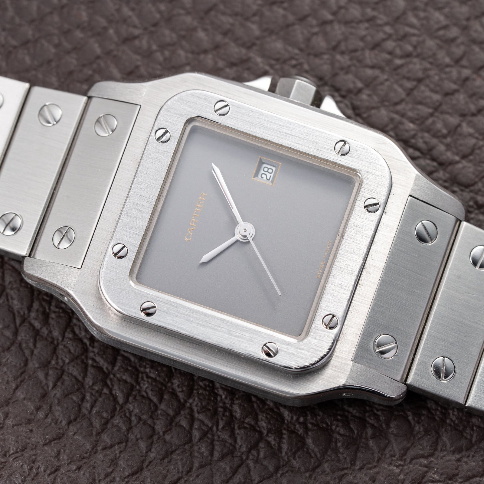 Cartier Santos Carrée “Ghost” Grey Stainless Steel Automatic GM Ref. 2960 from 1980s