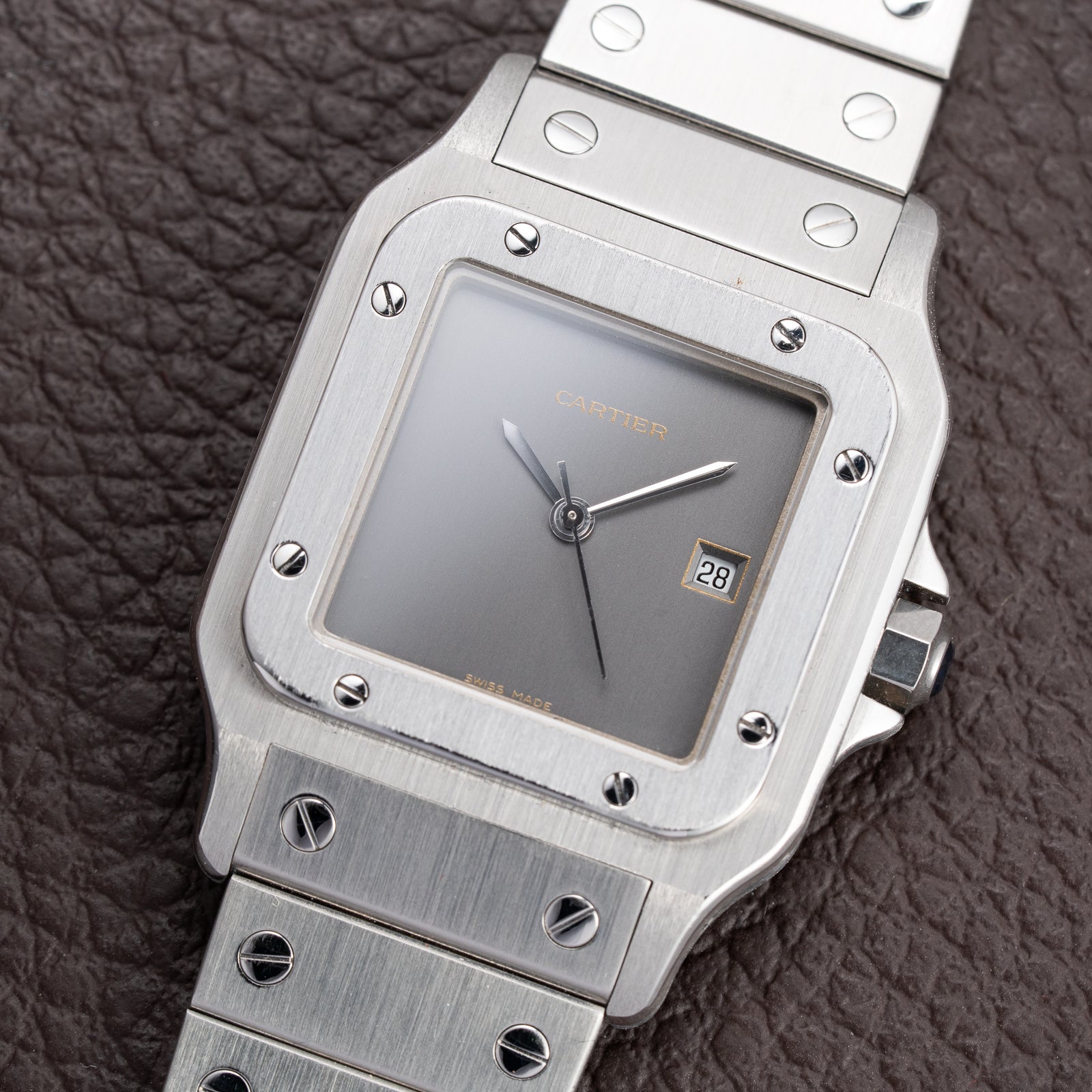 Cartier Santos Carrée “Ghost” Grey Stainless Steel Automatic GM Ref. 2960 from 1980s