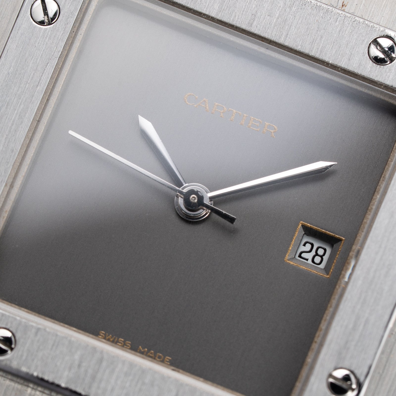Cartier Santos Carrée “Ghost” Grey Stainless Steel Automatic GM Ref. 2960 from 1980s