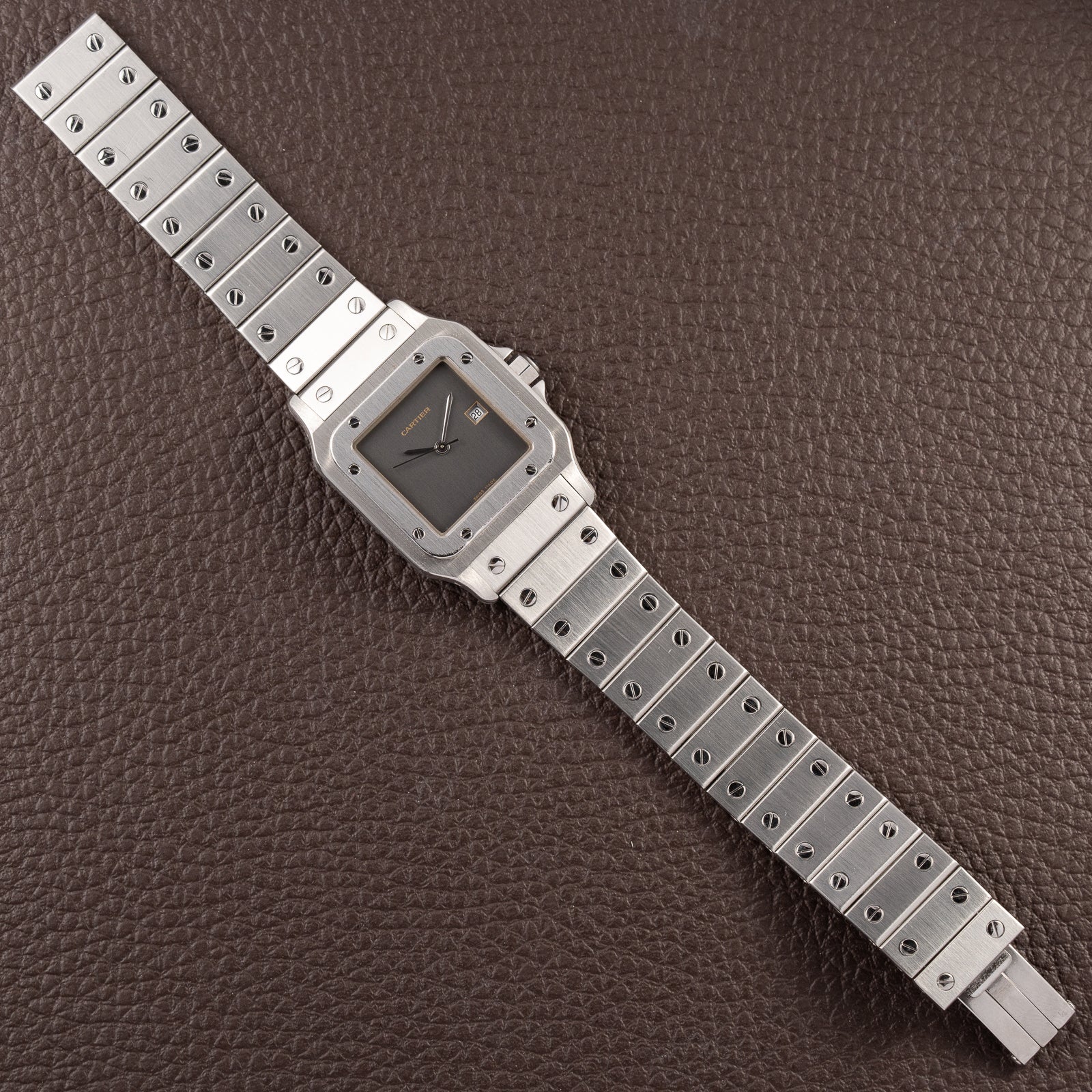 Cartier Santos Carrée “Ghost” Grey Stainless Steel Automatic GM Ref. 2960 from 1980s