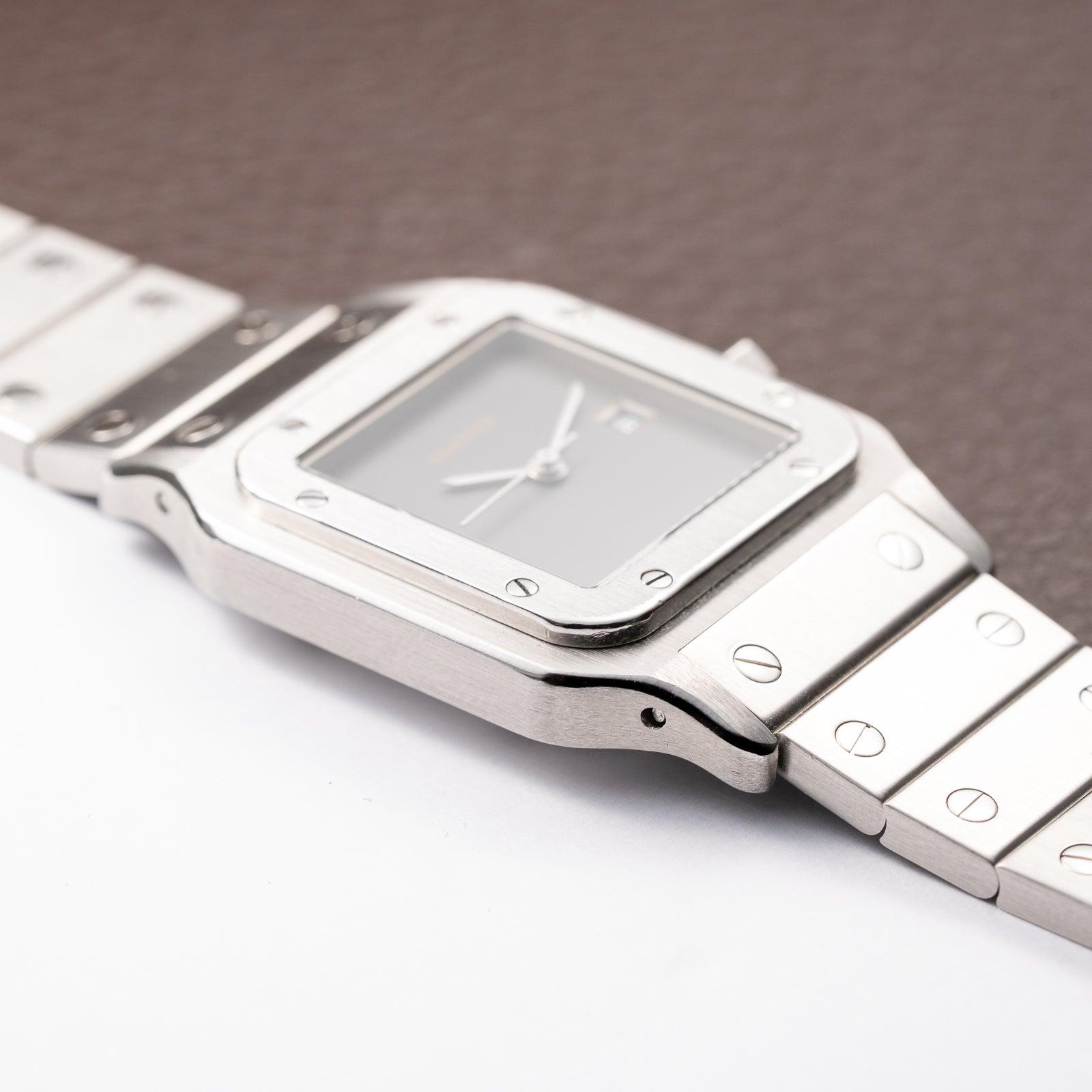 Cartier Santos Carrée “Ghost” Grey Stainless Steel Automatic GM Ref. 2960 from 1980s