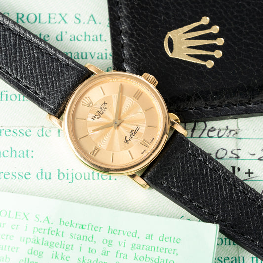 Rolex Cellini 18k Yellow Gold Champagne Guilloche Dial from 2004 Ref 6110/8