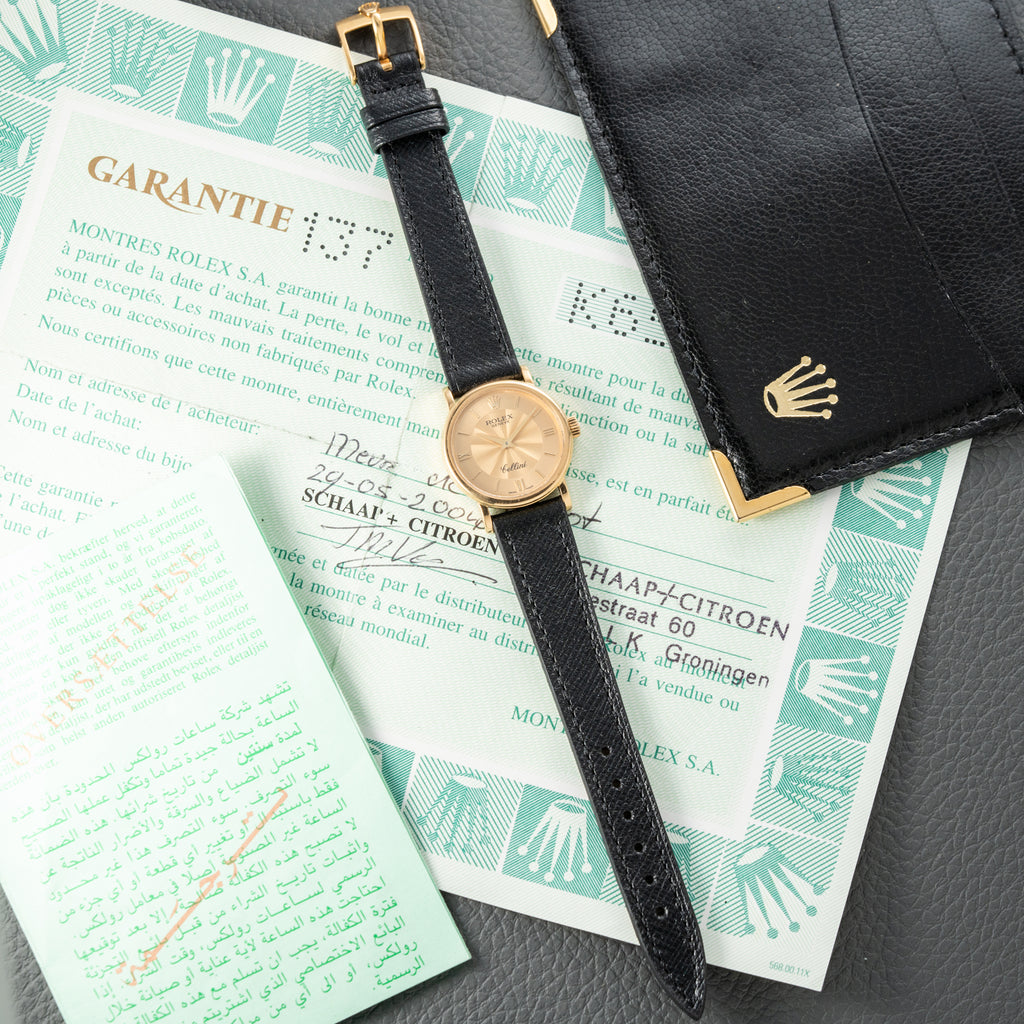 Rolex Cellini 18k Yellow Gold Champagne Guilloche Dial from 2004 Ref 6110/8