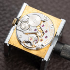 Rolex Cellini Tank Wood Dial 18K Yellow Gold Clous de Paris Ref. 4127 from 1990