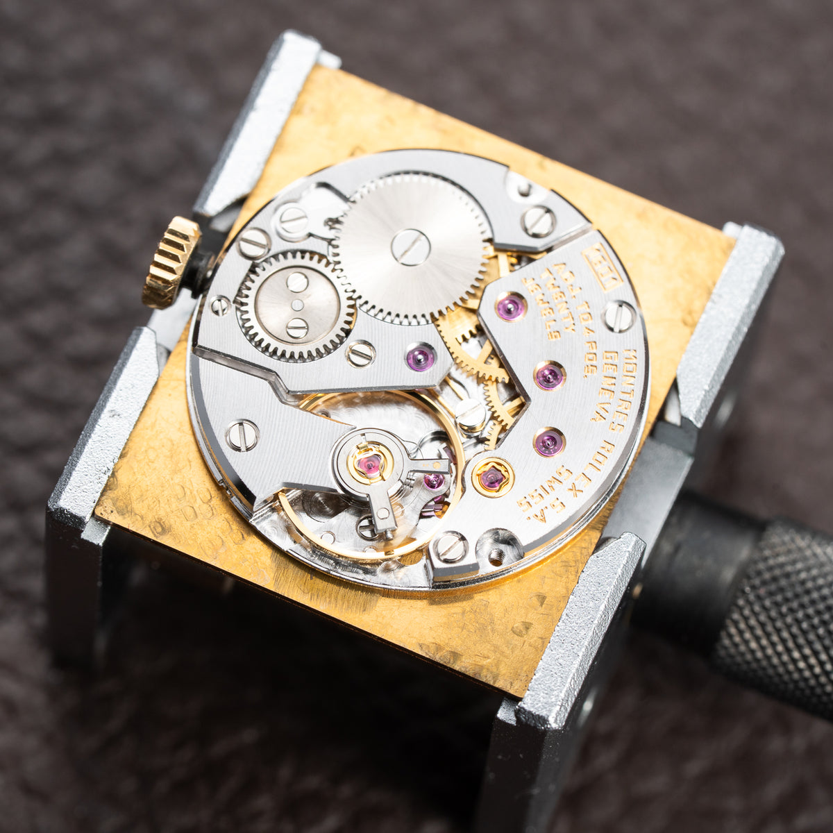 Rolex Cellini Tank Wood Dial 18K Yellow Gold Clous de Paris Ref. 4127 from 1990