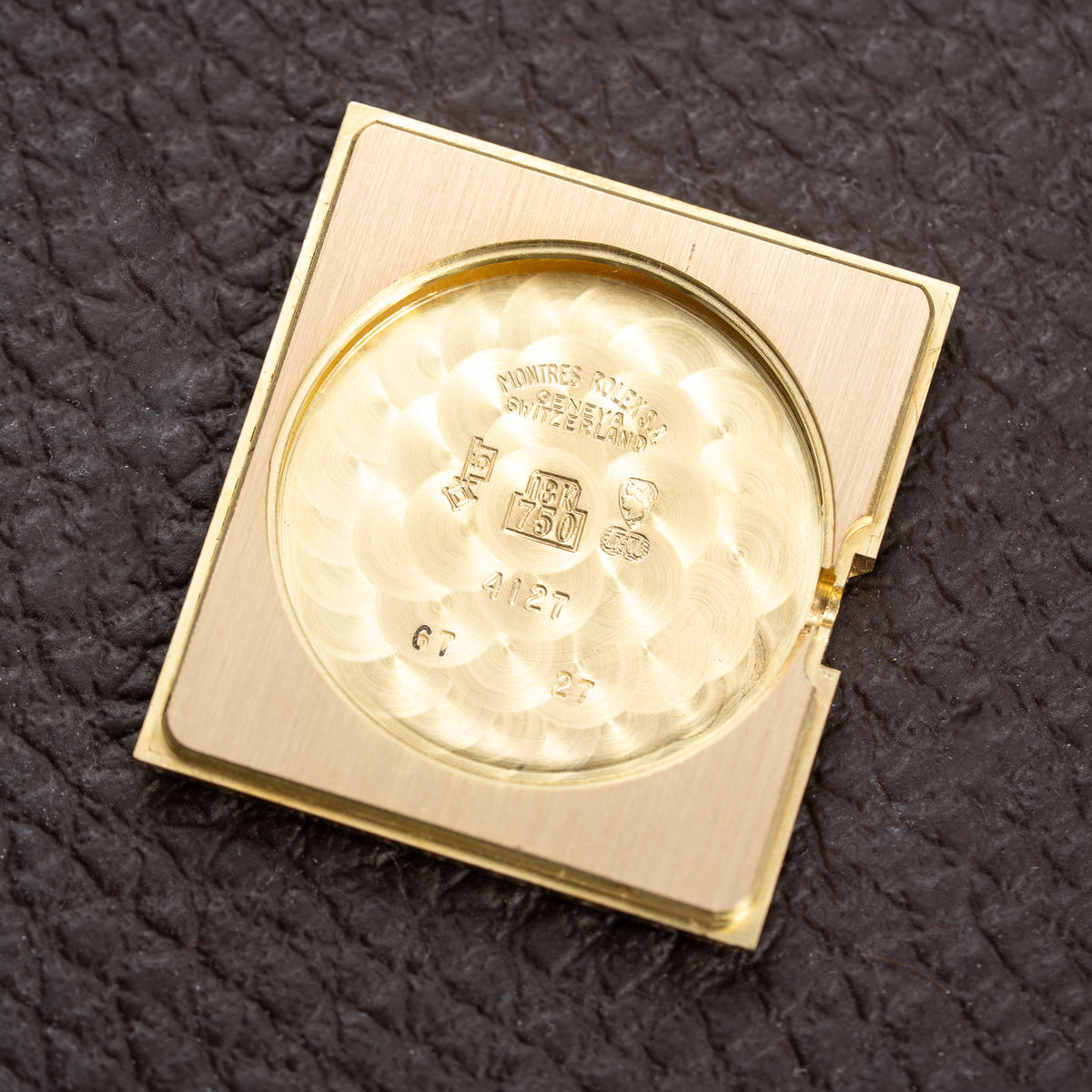 Rolex Cellini Tank Wood Dial 18K Yellow Gold Clous de Paris Ref. 4127 from 1990