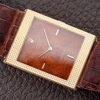 Rolex Cellini Tank Wood Dial 18K Yellow Gold Clous de Paris Ref. 4127 from 1990