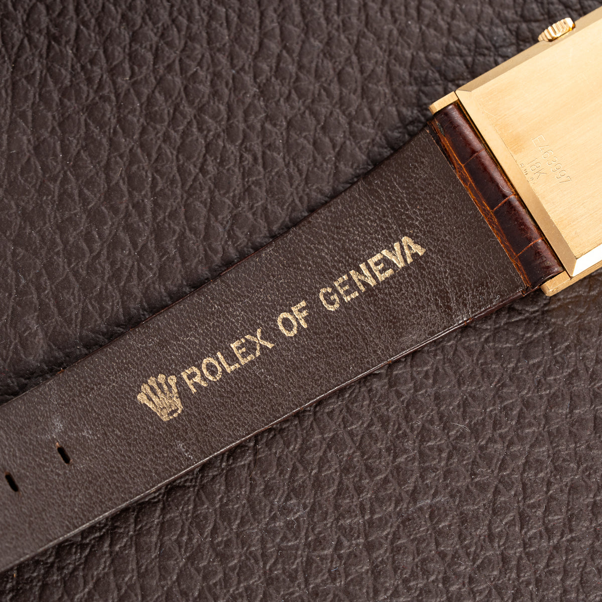 Rolex Cellini Tank Wood Dial 18K Yellow Gold Clous de Paris Ref. 4127 from 1990