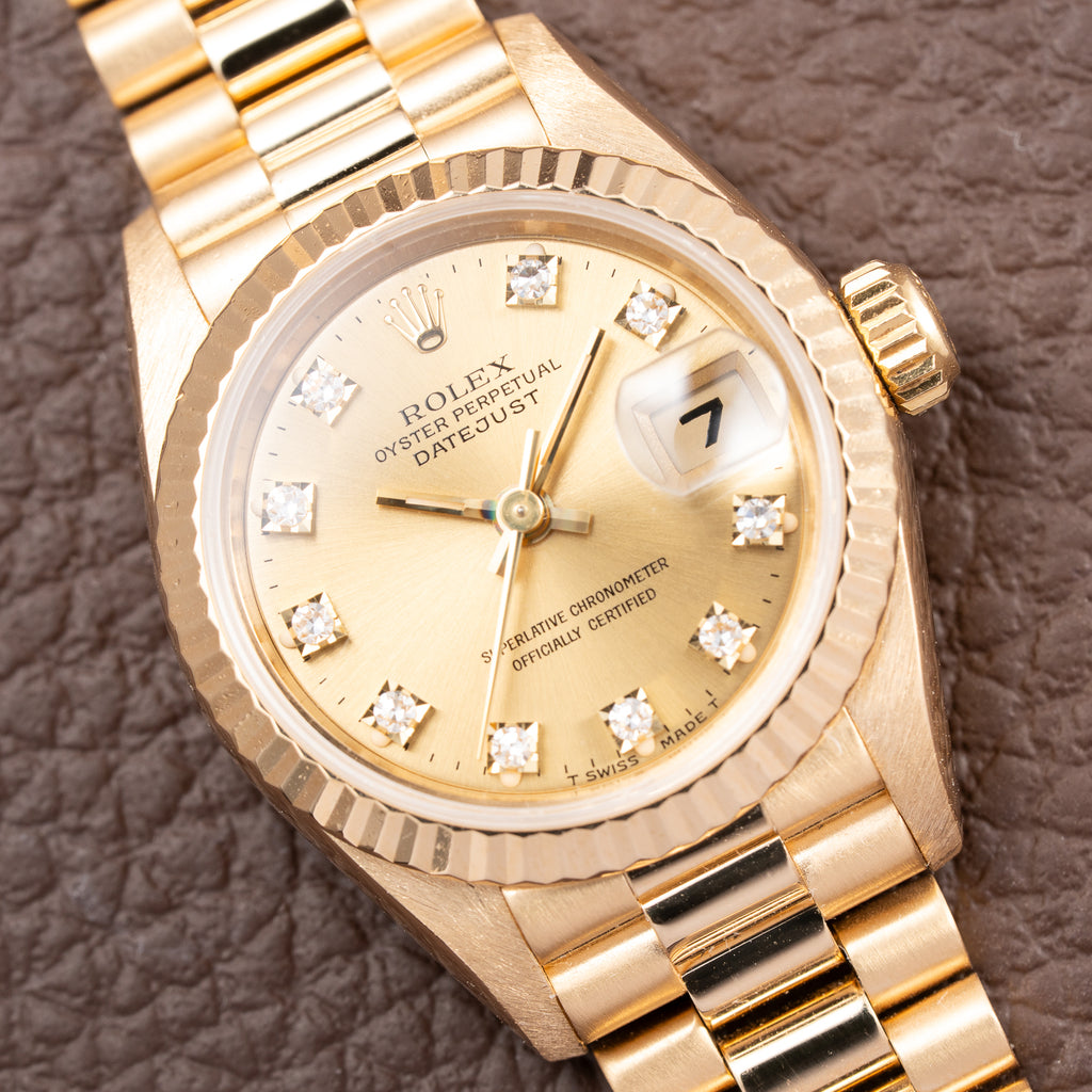 Rolex Datejust 26 Lady Factory Diamond Dial 18K Yellow Gold Ref. 69178 Circa 1994