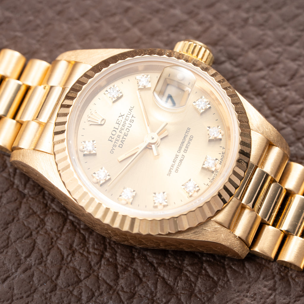 Rolex Datejust 26 Lady Factory Diamond Dial 18K Yellow Gold Ref. 69178 Circa 1994