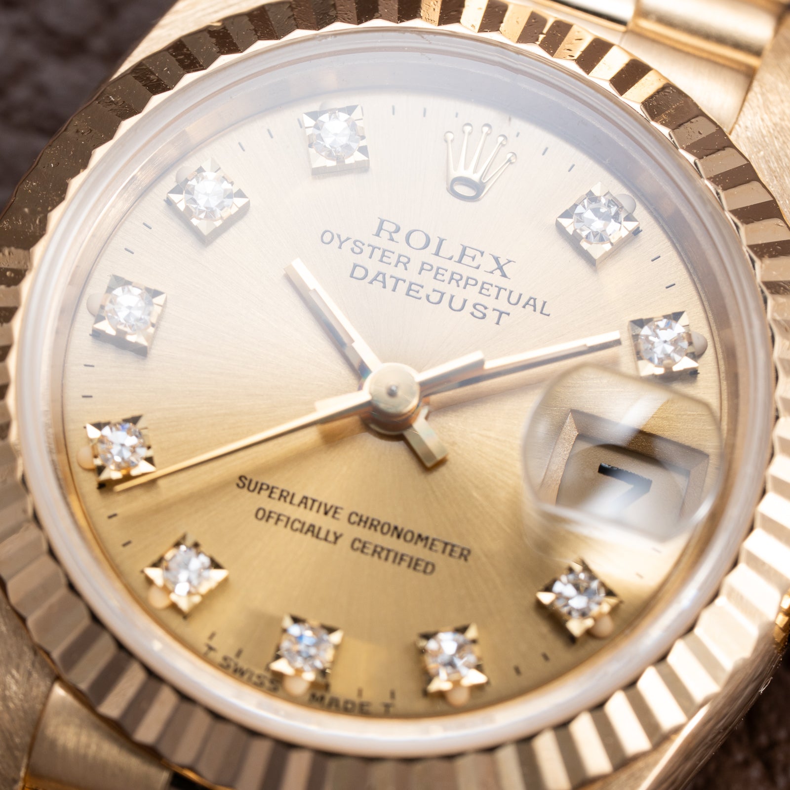 Rolex Datejust 26 Lady Factory Diamond Dial 18K Yellow Gold Ref. 69178 Circa 1994