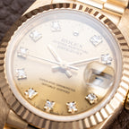 Rolex Datejust 26 Lady Factory Diamond Dial 18K Yellow Gold Ref. 69178 Circa 1994