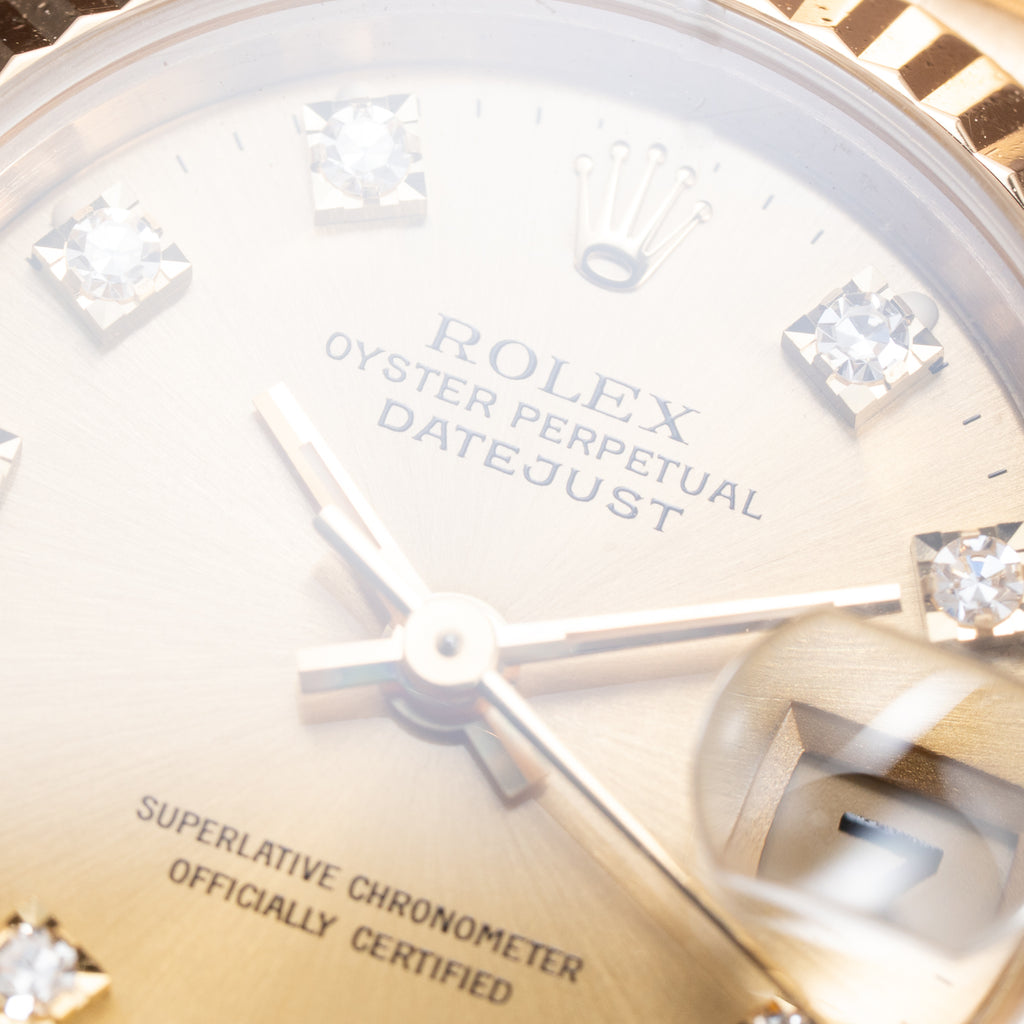 Rolex Datejust 26 Lady Factory Diamond Dial 18K Yellow Gold Ref. 69178 Circa 1994