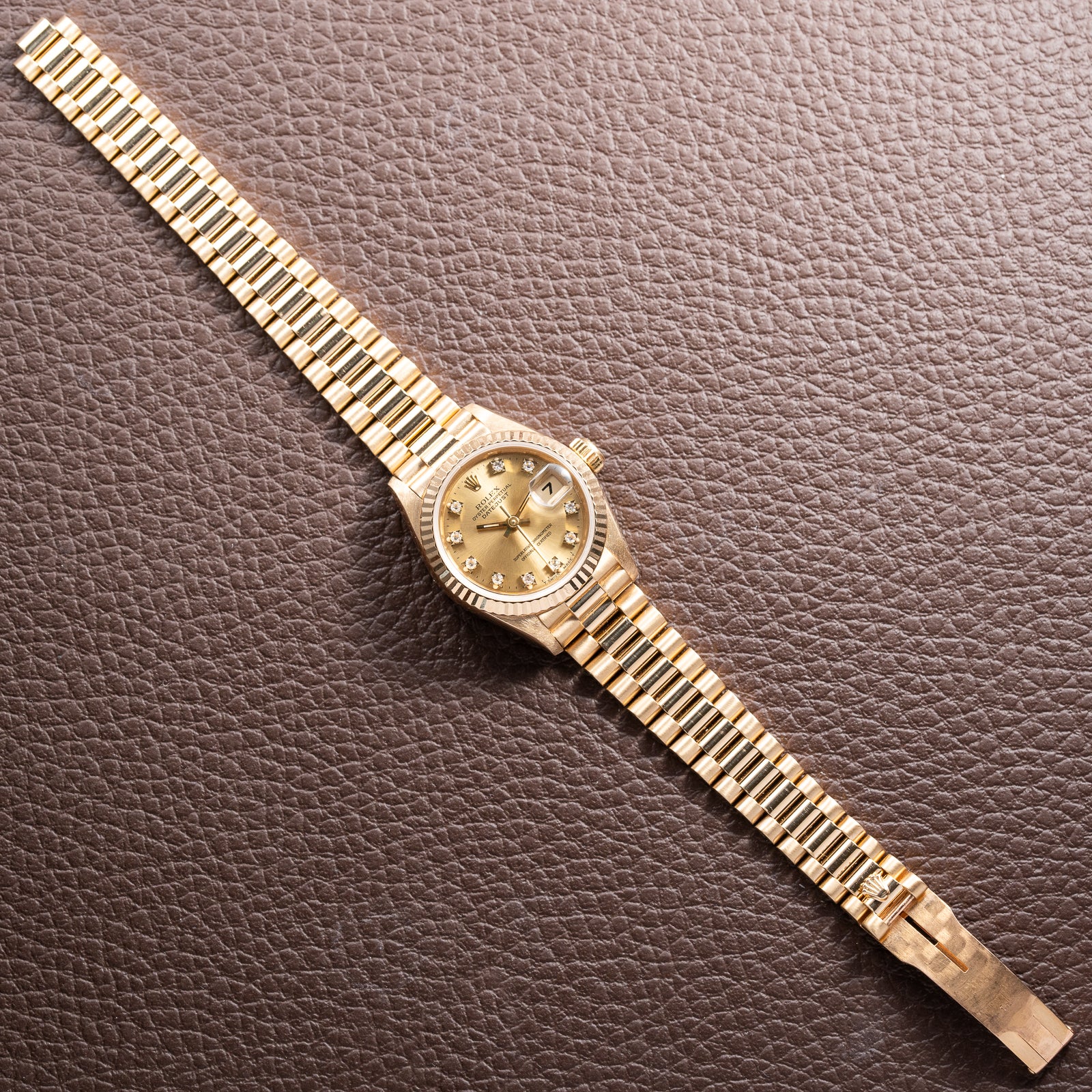 Rolex Datejust 26 Lady Factory Diamond Dial 18K Yellow Gold Ref. 69178 Circa 1994