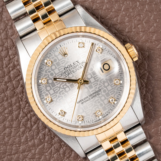 Rolex Datejust 36 Jubilee Diamond Dial Gold Steel from 1991 Ref. 16233