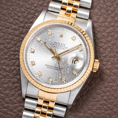 Rolex Datejust 36 Jubilee Diamond Dial Gold Steel from 1991 Ref. 16233