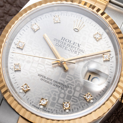Rolex Datejust 36 Jubilee Diamond Dial Gold Steel from 1991 Ref. 16233