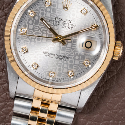 Rolex Datejust 36 Jubilee Diamond Dial Gold Steel from 1991 Ref. 16233