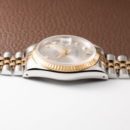 Rolex Datejust 36 Jubilee Diamond Dial Gold Steel from 1991 Ref. 16233