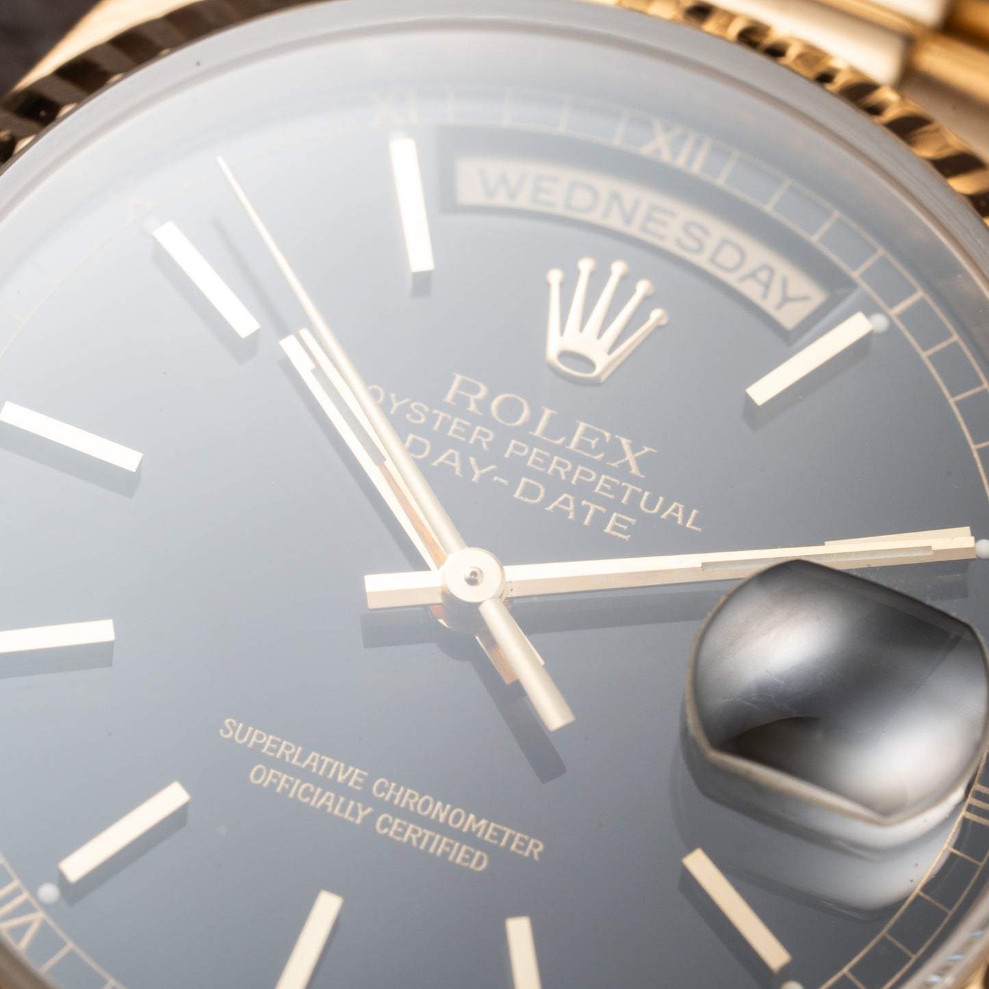 Rolex Day-Date Oyster Perpetual 18K Yellow Gold Black Dial Ref. 18238 from 1990