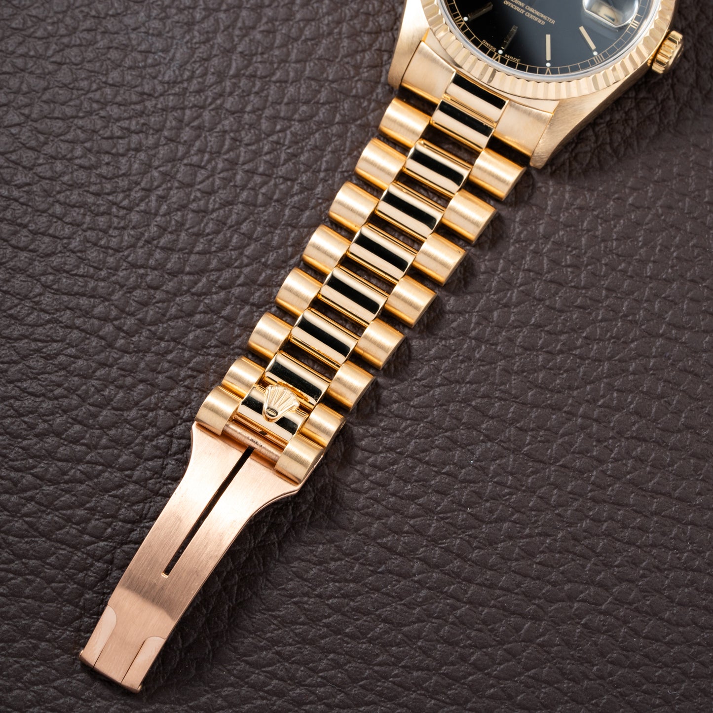 Rolex Day-Date Oyster Perpetual 18K Yellow Gold Black Dial Ref. 18238 from 1990