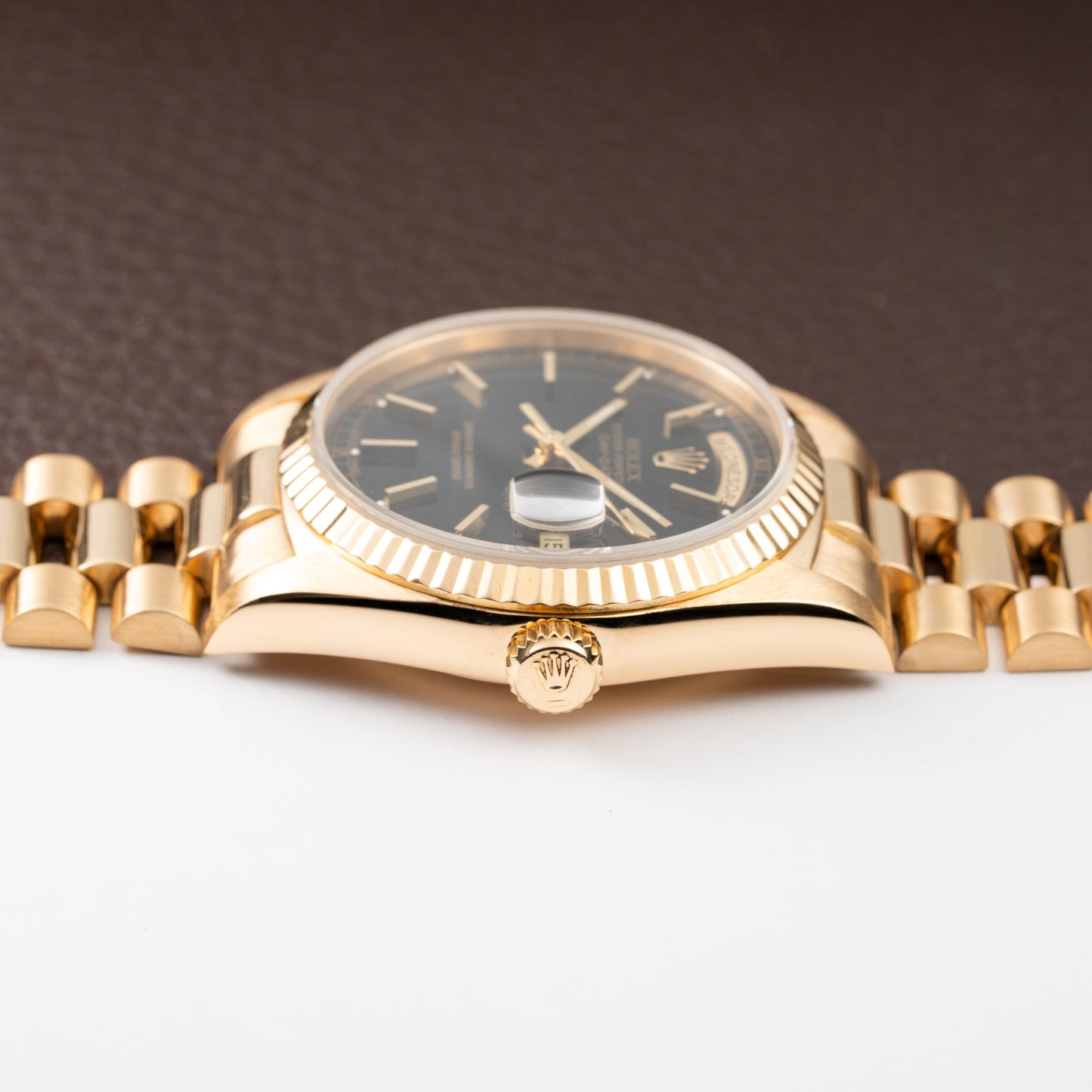 Rolex Day-Date Oyster Perpetual 18K Yellow Gold Black Dial Ref. 18238 from 1990