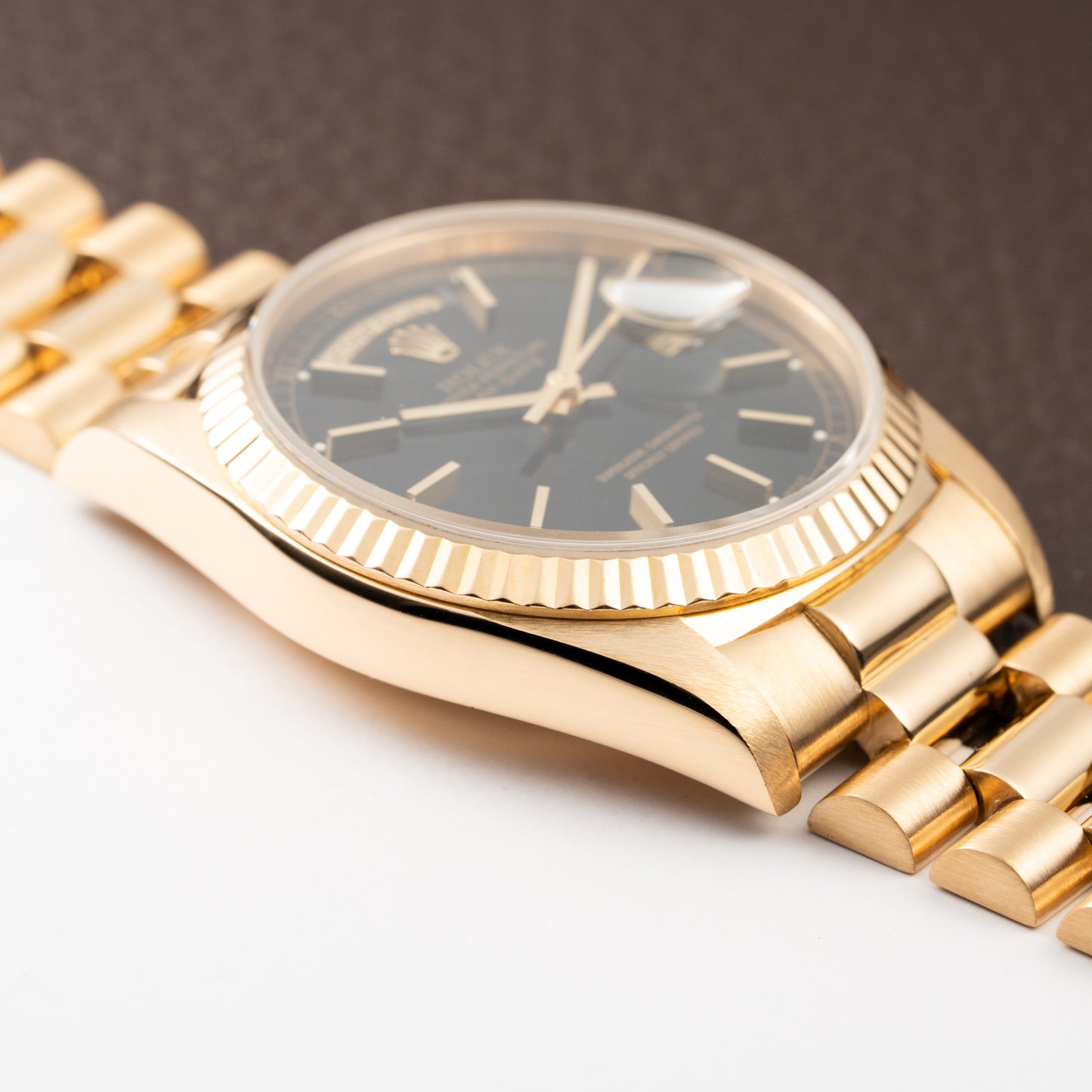Rolex Day-Date Oyster Perpetual 18K Yellow Gold Black Dial Ref. 18238 from 1990